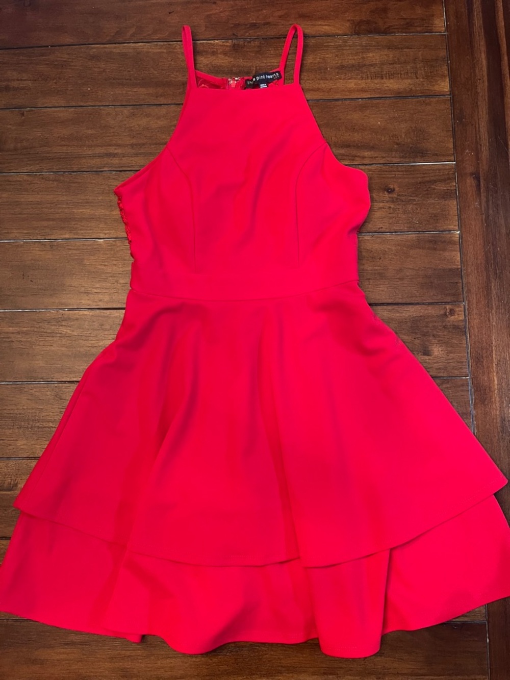 Three Hearts Bright Red Halter Skater Dress
